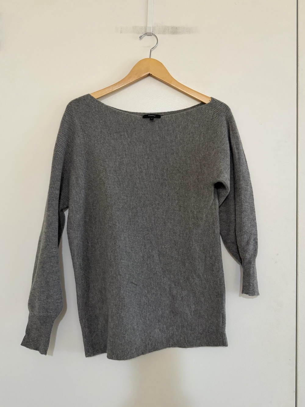 Theory Grey 100% merino wool asymmetrical Sweater